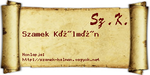 Szamek Kálmán névjegykártya